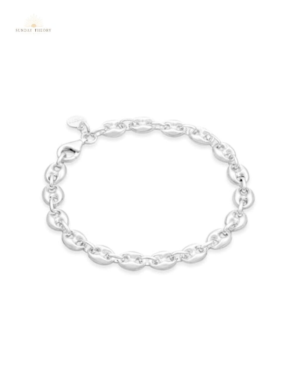 Italian 925 Sterling Silver Puffy Mariner Link Chain Bracelet, Women's 7.5 Inch